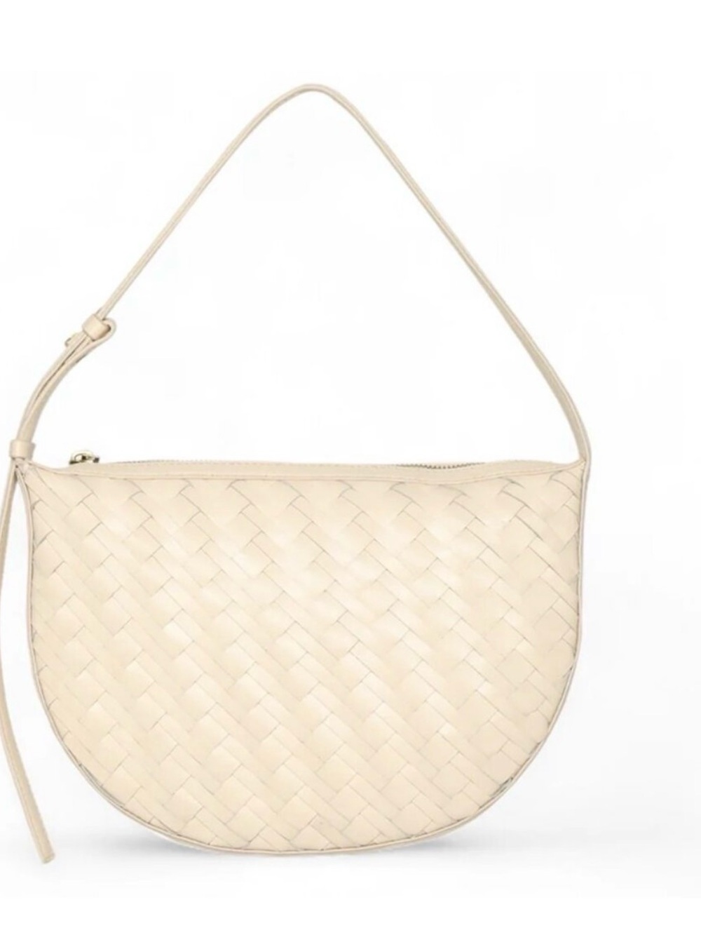 Walter Baker Leather Woven Blake Half-Moon Shoulder Bag in Cream